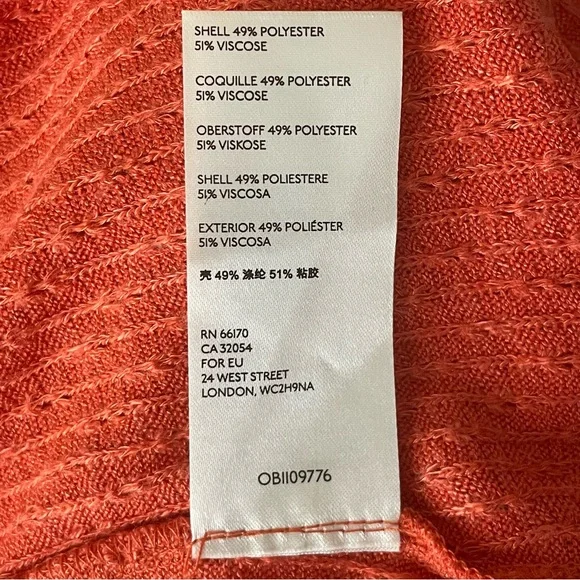 ANTHROPOLOGIE MAEVE ADDIE RUFFLED HEM HACCI LONG SLEEVE COWL NECK TOP ORANGE MED - Picture 10 of 11